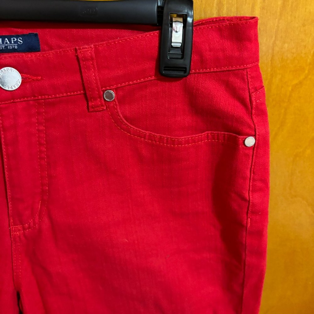 WOMEN'S CHAPS CAPRI STRETCH JEANS RED COLOR SIZE 8 - Picture 5 of 13